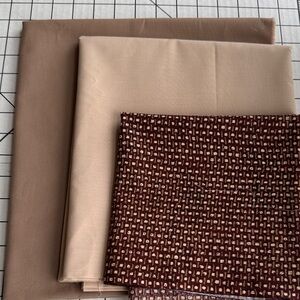 Vintage Cotton Fabric Lot Brown Tan Neutral Quilting Sewing '70s 3.8 Yards Total